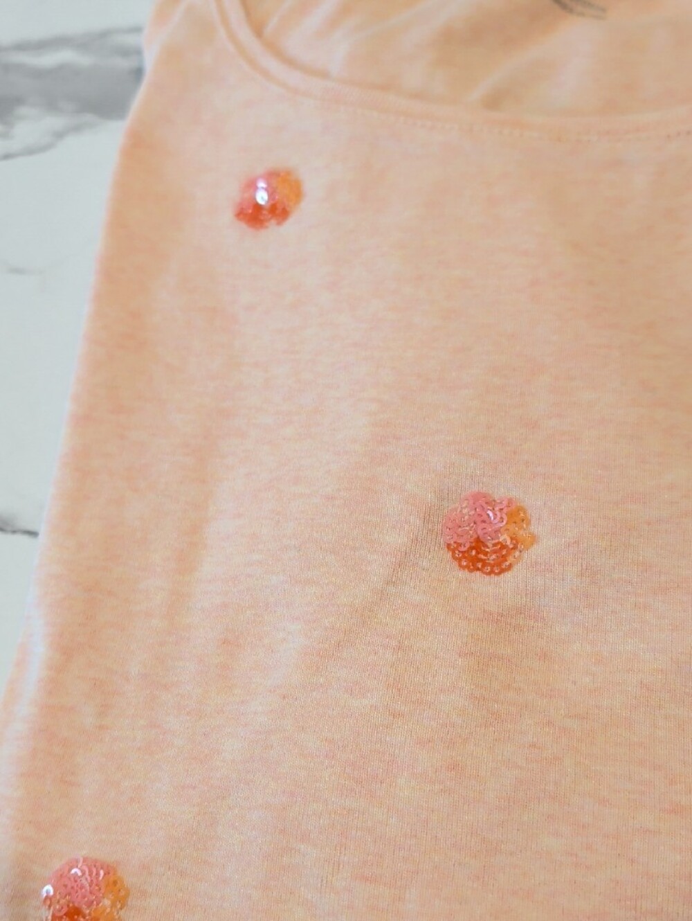 TALBOTS Size 2x Pre-Owned Peach Short Sleeve Tee with Subtle Speckle - Picture 6 of 7